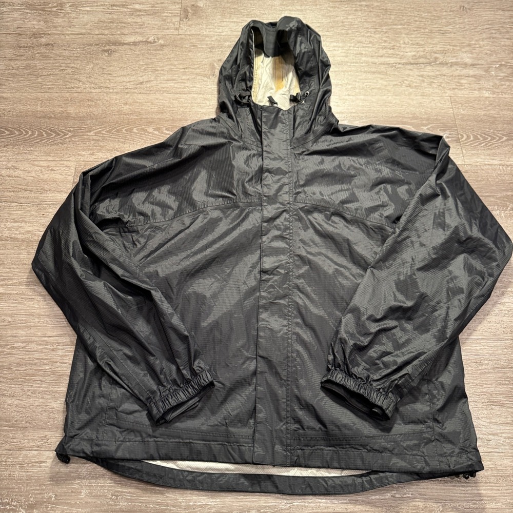 Rugged Exposure Jacket Men L Black Ripstop Nylon Waterproof Hiking Gorpcore Rain